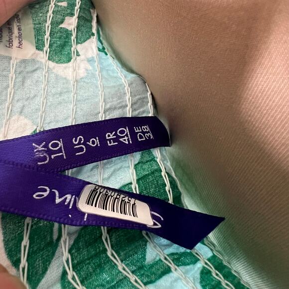 Seraphine Gianna Maternity Dress w Pockets 6 Tiered Blue Green Smocked Midi Tie - Picture 9 of 13